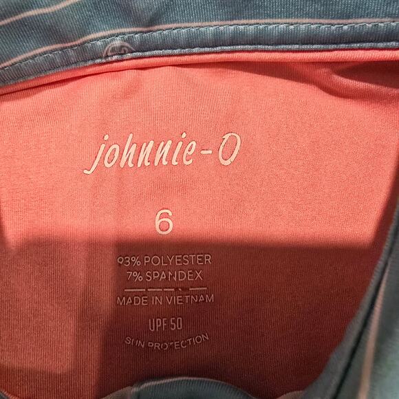 Boy's Johnnie-O Blue Striped Golf Short Sleeve Polo | Size 6 - Picture 6 of 6